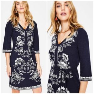 BODEN Navy Embroidered Jersey Dress